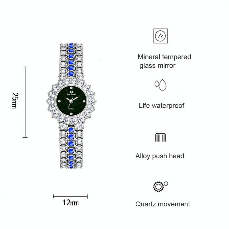 Sparkling Diamond Chain Watch for Women - Full of Elegance - Silver Blue 6