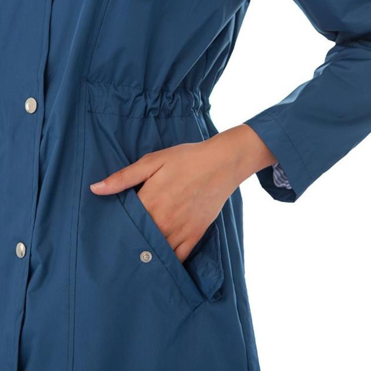 Casual Women Waterproof Waist Hooded Long Coat - Size S - Sky Blue 5