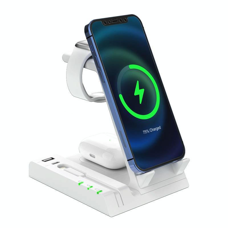 6 In 1 Wireless Charging Stand With Usb C Port & 8 Pin Cable - Grey 7