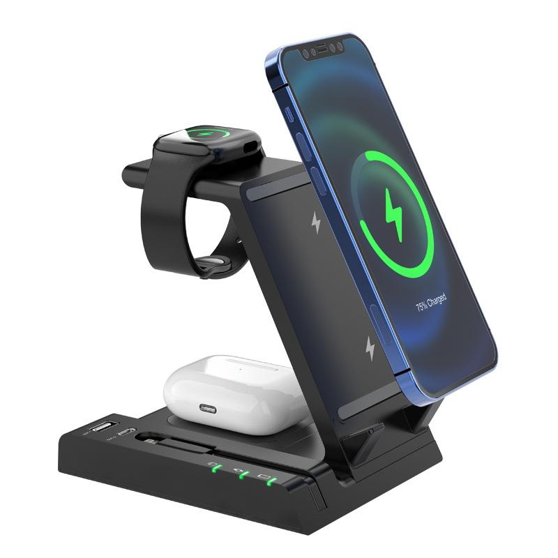 6 In 1 Wireless Charging Stand With Usb C Port & 8 Pin Cable - Grey 8