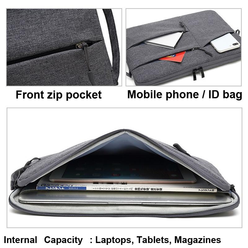 11.6 Inch Business Laptop Liner Bag - Polyester Zipper Closure - Light Grey 5