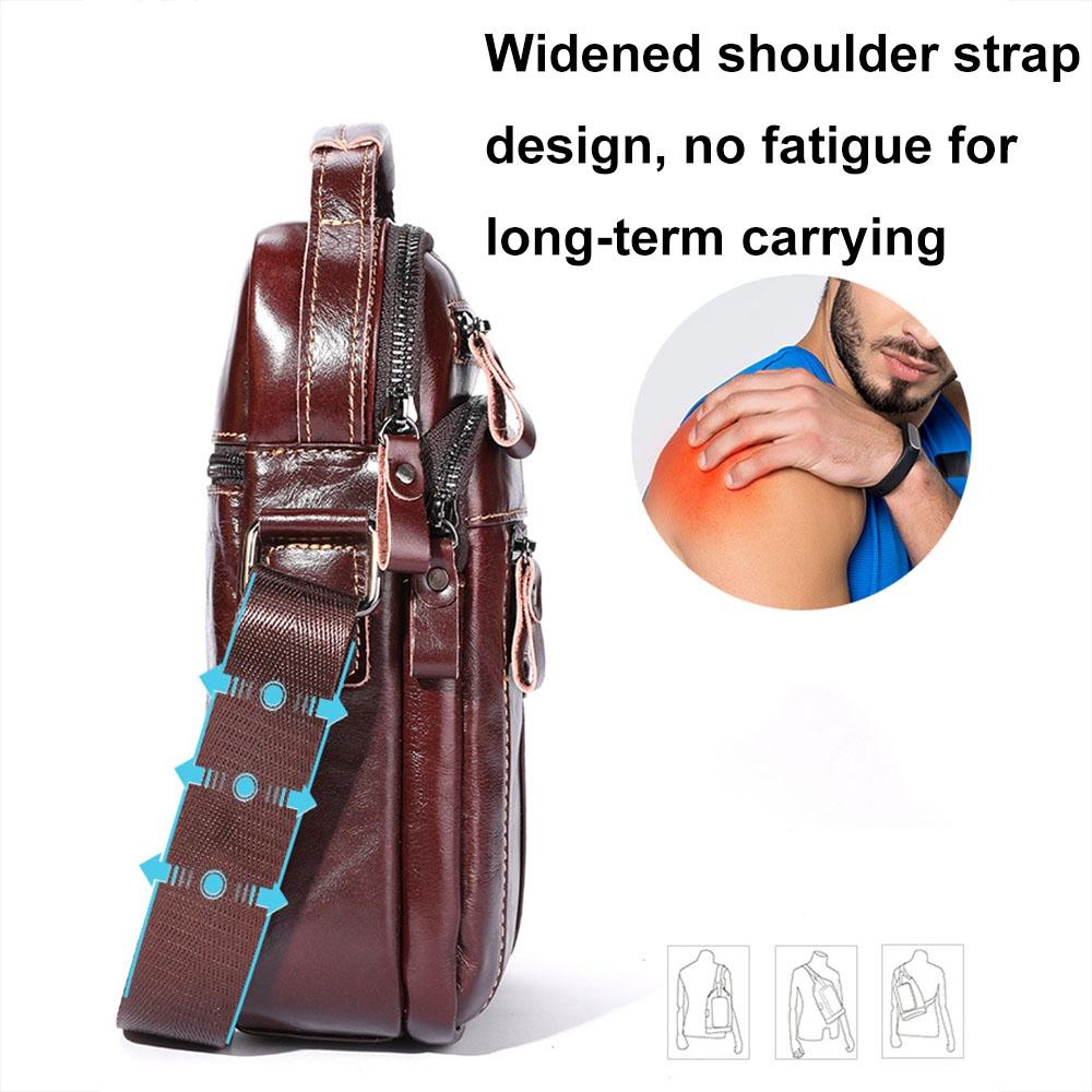 Large Capacity Retro Cowhide Crossbody Bag - Coffee 6