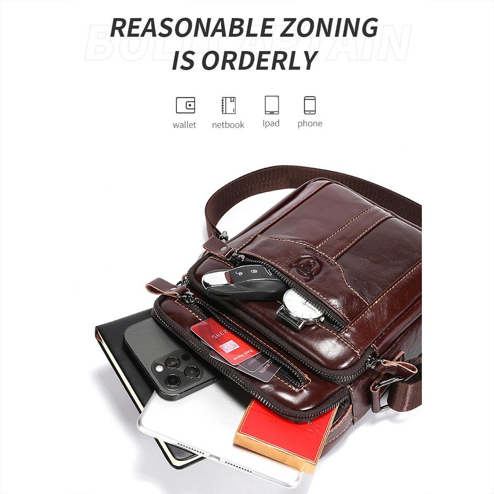 Large Capacity Retro Cowhide Crossbody Bag - Coffee 7