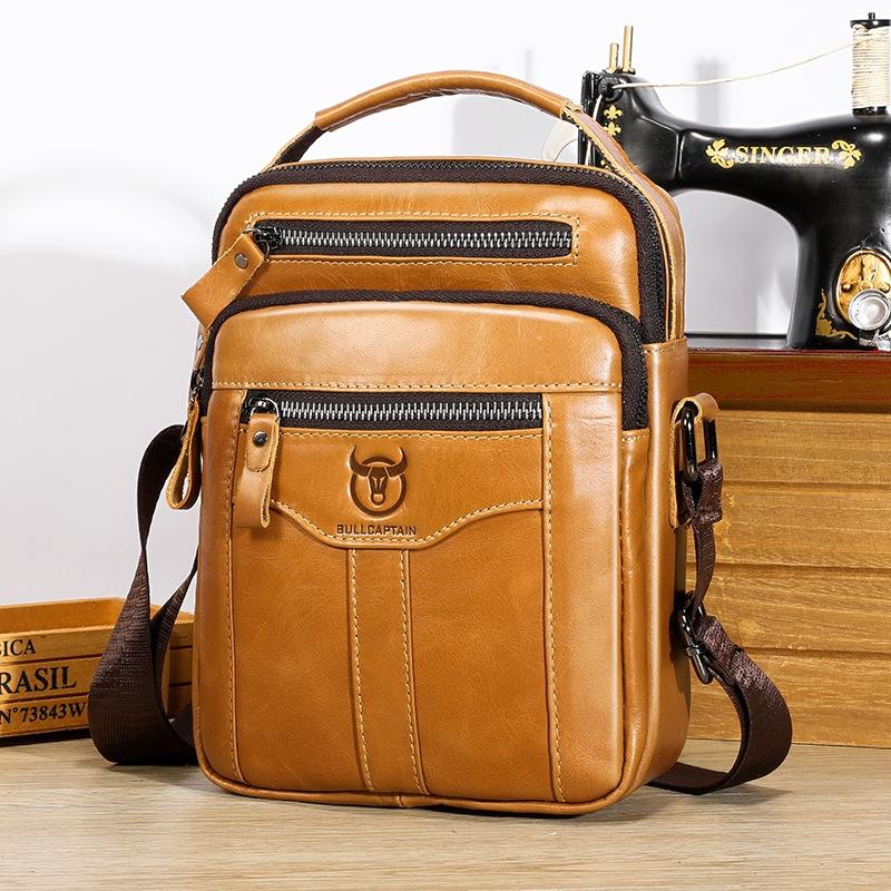 Large Capacity Retro Cowhide Crossbody Bag - Coffee 12