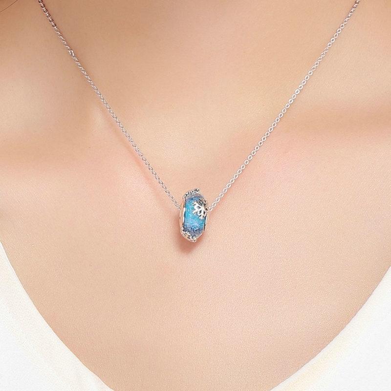925 Sterling Silver Seasonal Glass Bead Bracelet Charms - Light Blue 8