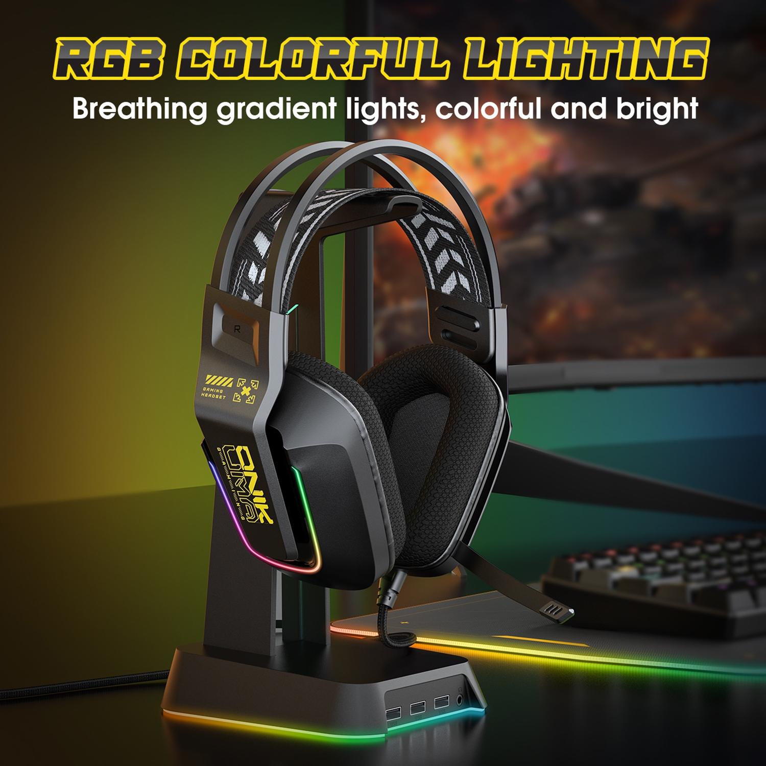 Rgb Gaming Headset With Microphone 2.2M Length - Pink 5