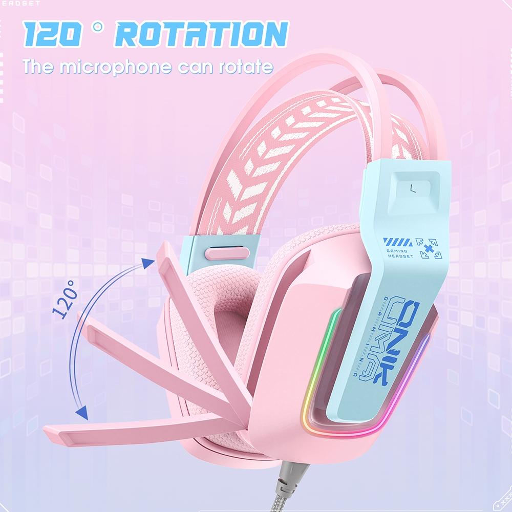 Rgb Gaming Headset With Microphone 2.2M Length - Pink 14