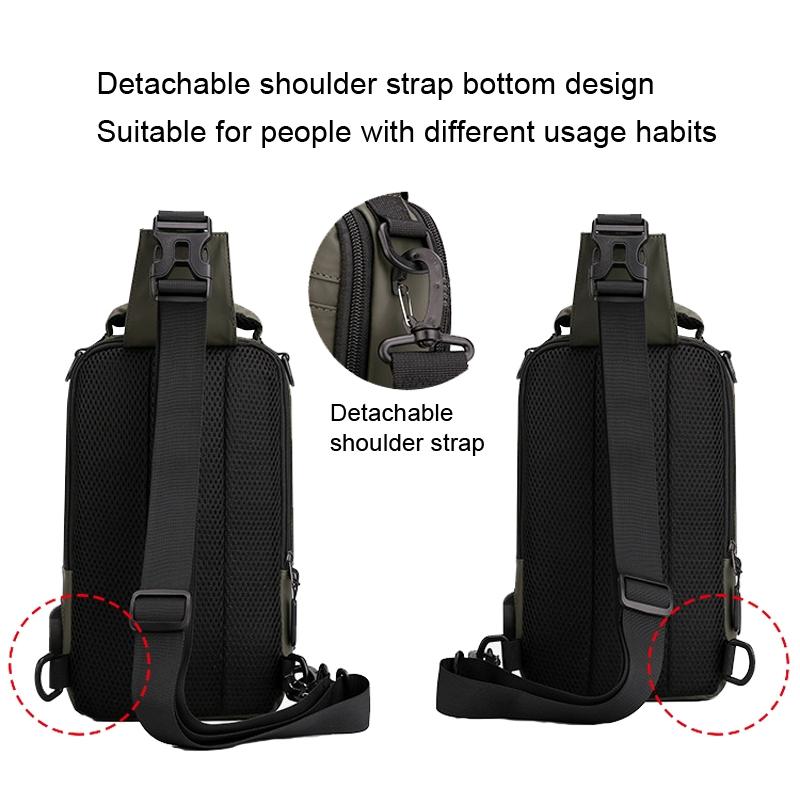 Men Chest Bag Shoulder Messenger Bag - Black 5