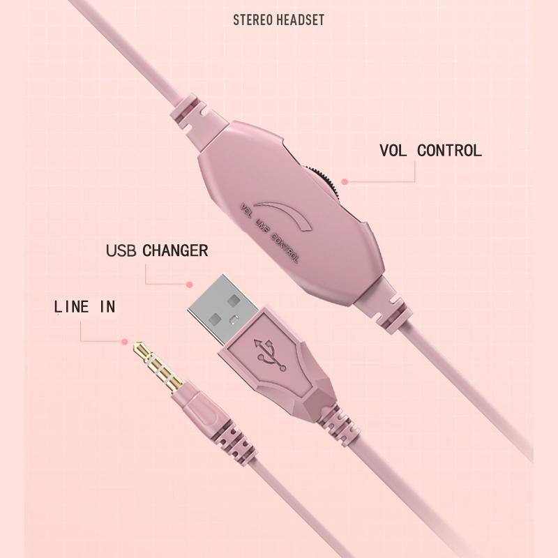 Led Bass Stereo Gaming Headset With Mic - Pink 4