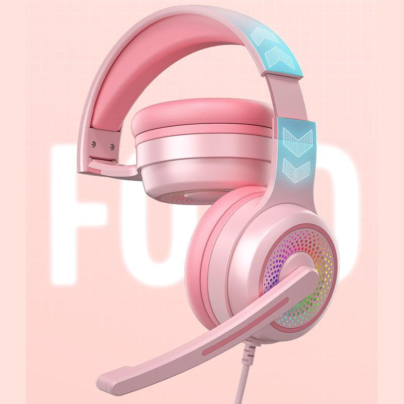 Led Bass Stereo Gaming Headset With Mic - Pink 5