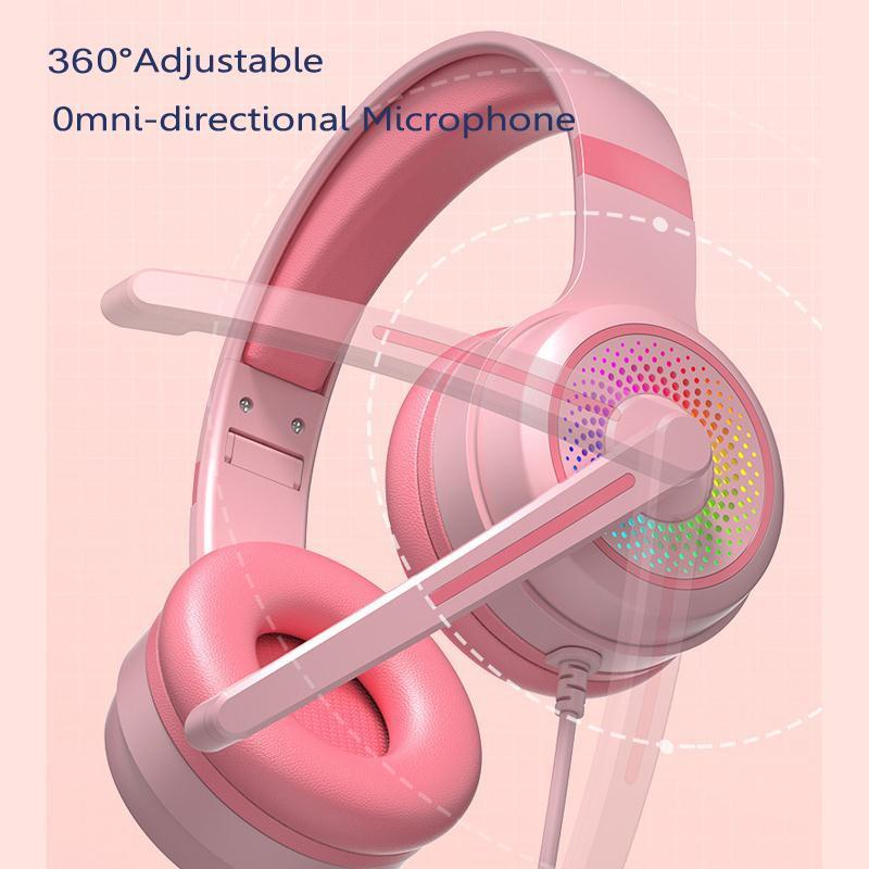 Led Bass Stereo Gaming Headset With Mic - Pink 6