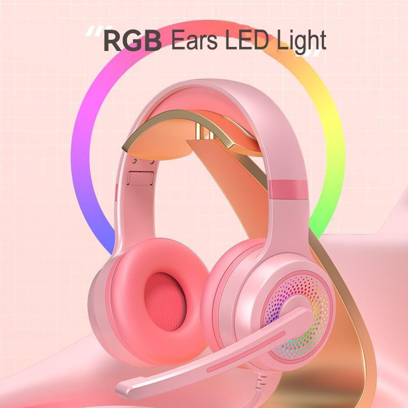 Led Bass Stereo Gaming Headset With Mic - Pink 7