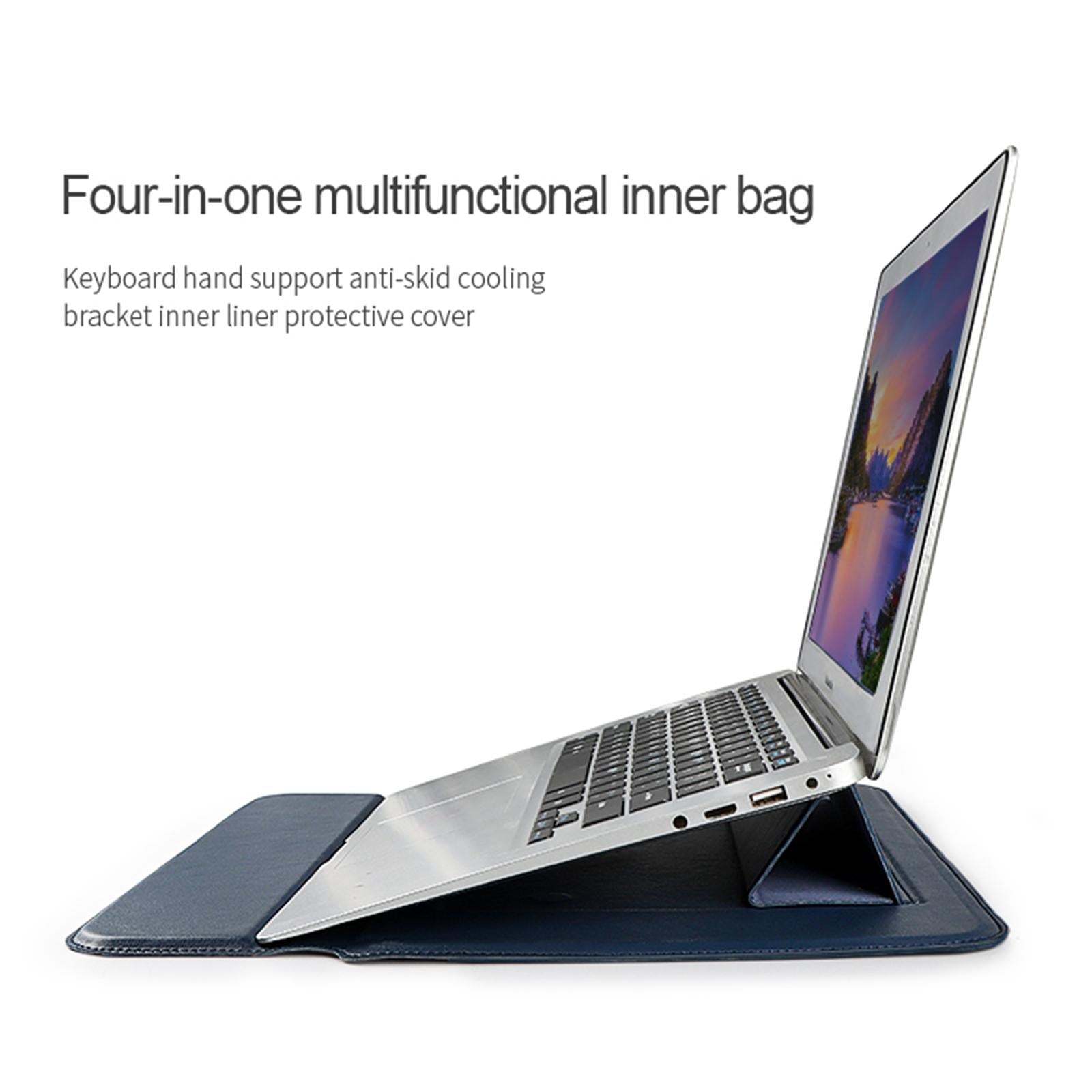 13.3 Inch Multifunctional Notebook Liner Bag in Pu Material - Cowhide Yellow 4