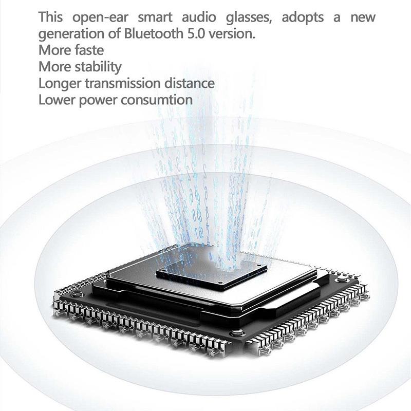 Waterproof Bluetooth Glasses Earphone - Mini Binaural Smart Call - Transparent 8