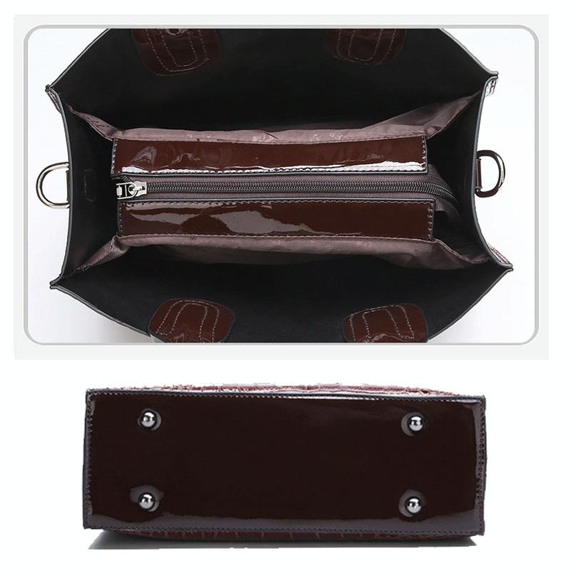 Versatile Crocodile Pattern Shoulder Bag for Women - 3-in-1 Design - Brown 5