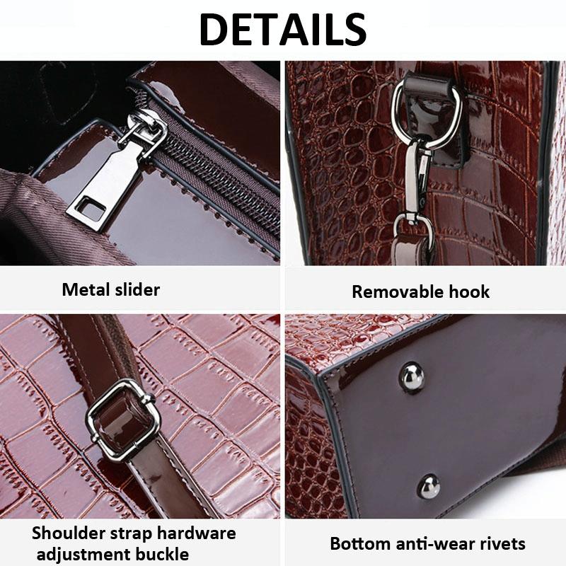 Versatile Crocodile Pattern Shoulder Bag for Women - 3-in-1 Design - Brown 8