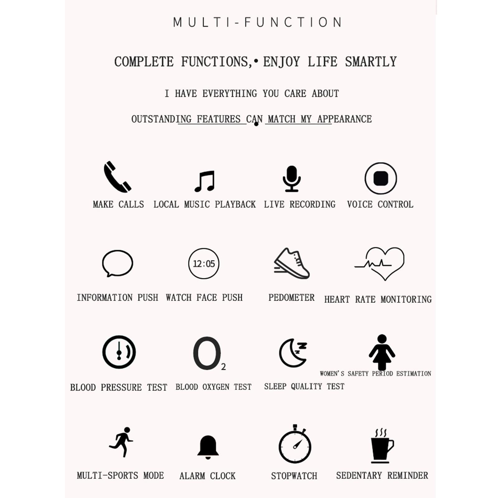 Smart Bracelet With Touch Screen Heart Monitoring Voice Control And Cycle Reminder - Black 4
