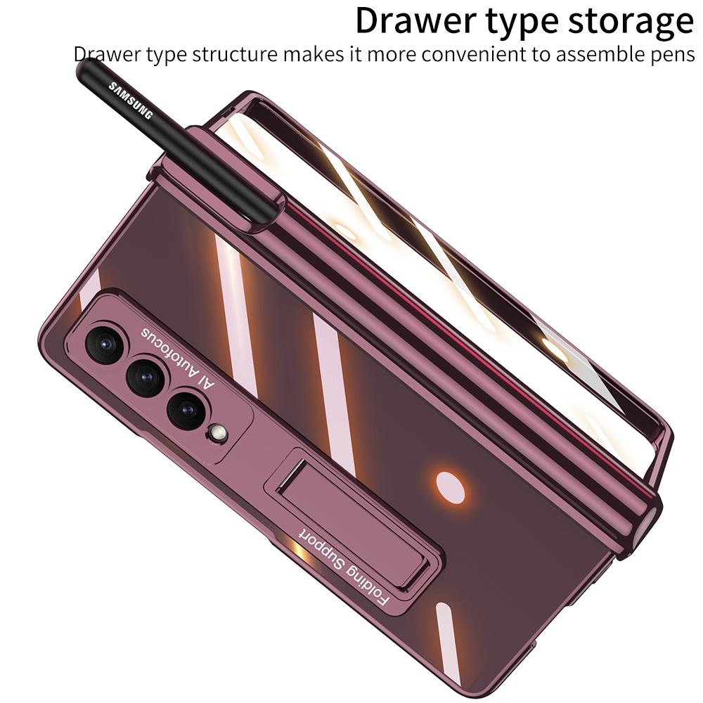 For Samsung Galaxy Z Fold4 5G Shockproof Magnetic Case With Pen Slots - Blue 5