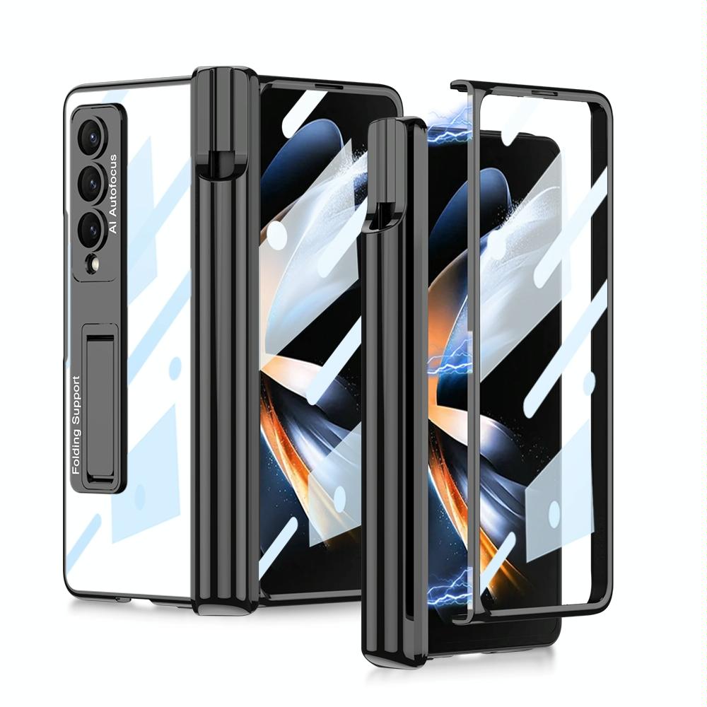 For Samsung Galaxy Z Fold4 5G Shockproof Magnetic Case With Pen Slots - Blue 8
