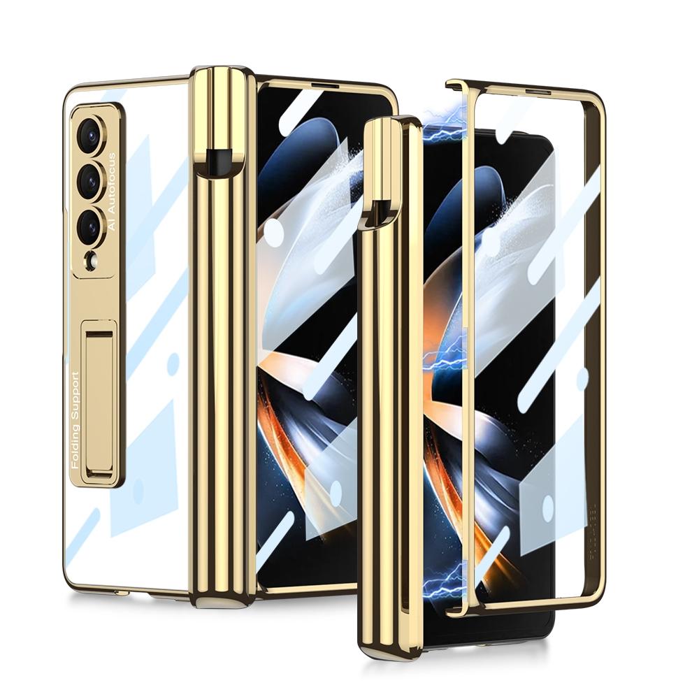 For Samsung Galaxy Z Fold4 5G Shockproof Magnetic Case With Pen Slots - Blue 9