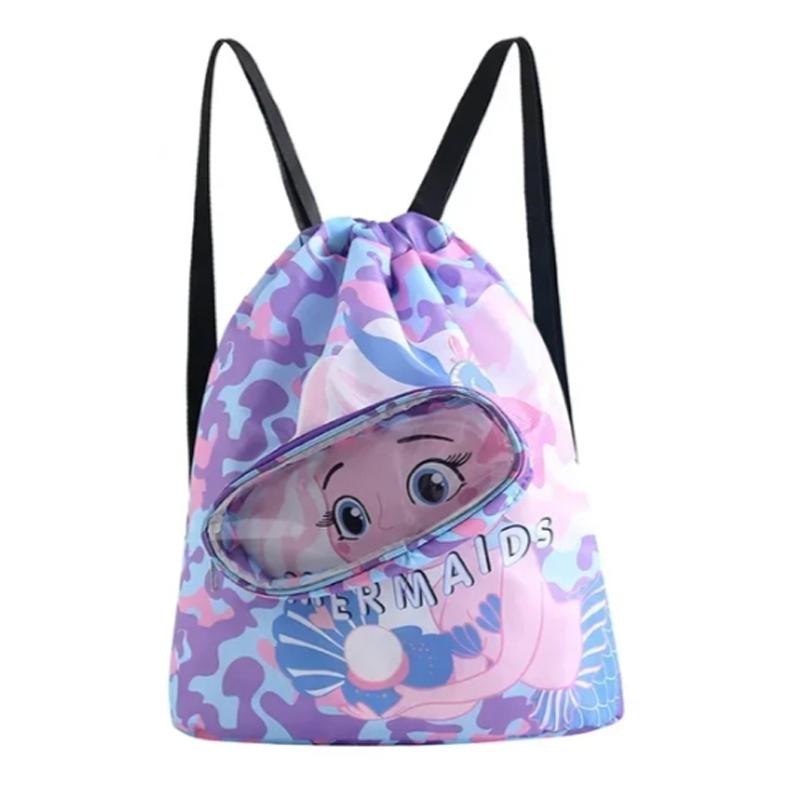 Kids' Swim Bag Cute Cartoon Beach Backpack Waterproof Dry / Wet Large 2 Layer - Green - Large 2 Layer