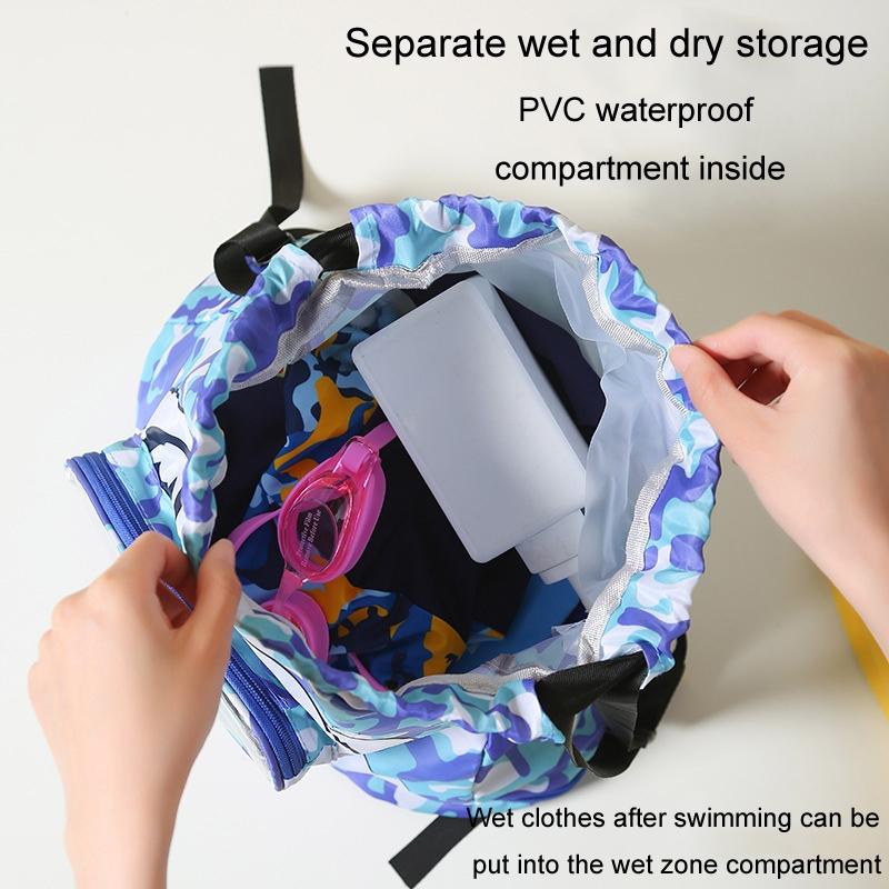 Kids' Swim Bag Cute Cartoon Beach Backpack Waterproof Dry / Wet Large 2 Layer - Green - Large 2 Layer 8