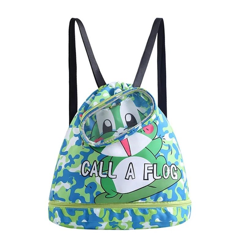 Kids' Swim Bag Cute Cartoon Beach Backpack Waterproof Dry / Wet Large 2 Layer - Green - Large 2 Layer 14