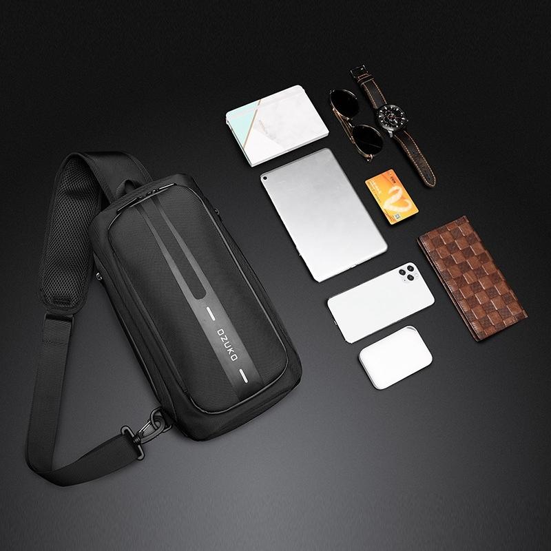 Waterproof Men Business Chest Bag With Usb Charging Port Anti Theft Shoulder Messenger Bag - Dark Grey 5