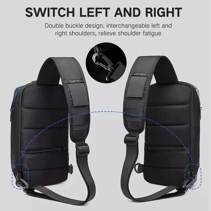 Waterproof Men Business Chest Bag With Usb Charging Port Anti Theft Shoulder Messenger Bag - Dark Grey 6