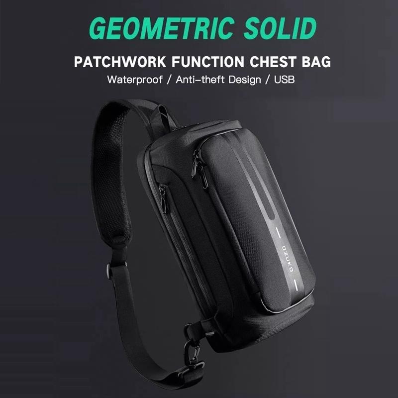 Waterproof Men Business Chest Bag With Usb Charging Port Anti Theft Shoulder Messenger Bag - Dark Grey 10