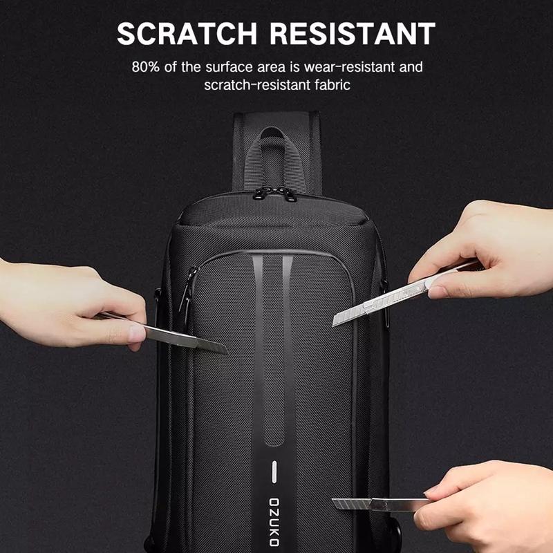 Waterproof Men Business Chest Bag With Usb Charging Port Anti Theft Shoulder Messenger Bag - Dark Grey 12