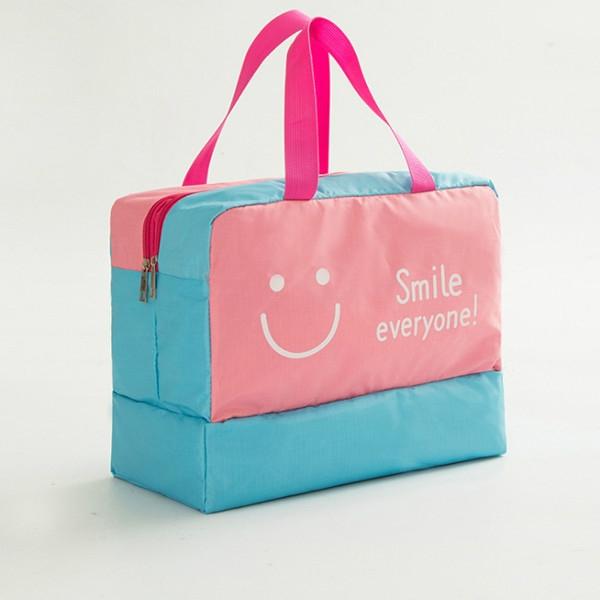 Travel Bag - Waterproof Oxford Cloth - Blue Smiley Face
