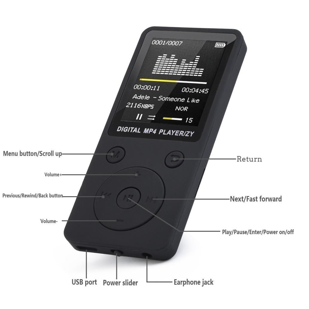 Portable Mp4 Music Player With Fm Radio & Recording Black - Pink No Memory 5