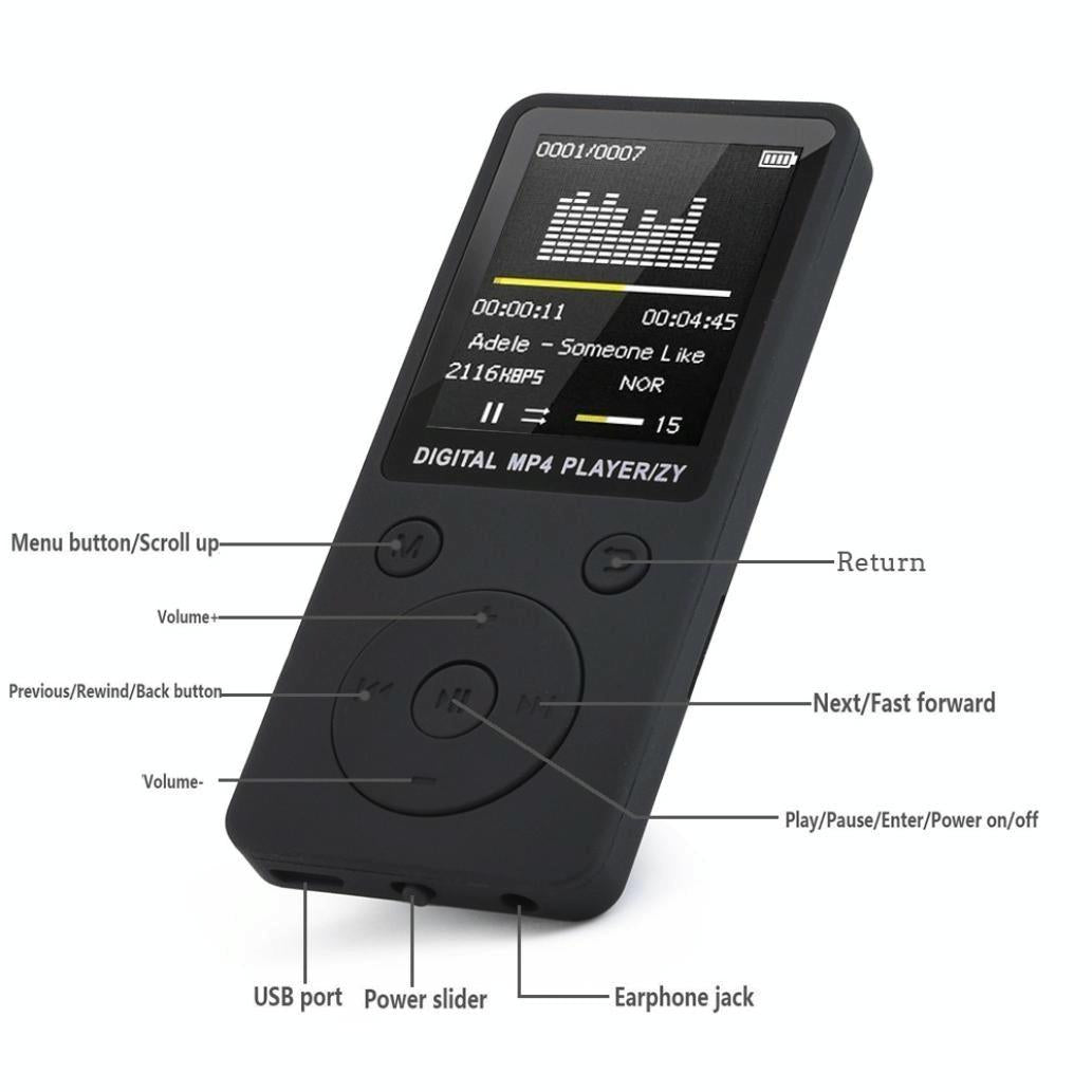 Portable Mp4 Music Player With Fm Radio & Recording Black - Pink No Memory 11