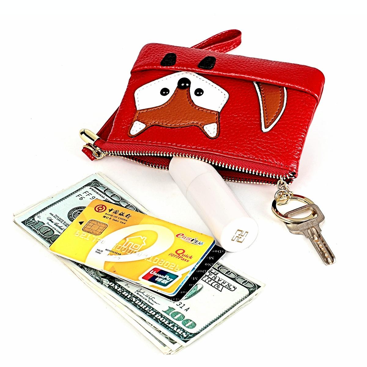 Mini Leather Fox Key Case for Sewing Thread - Red