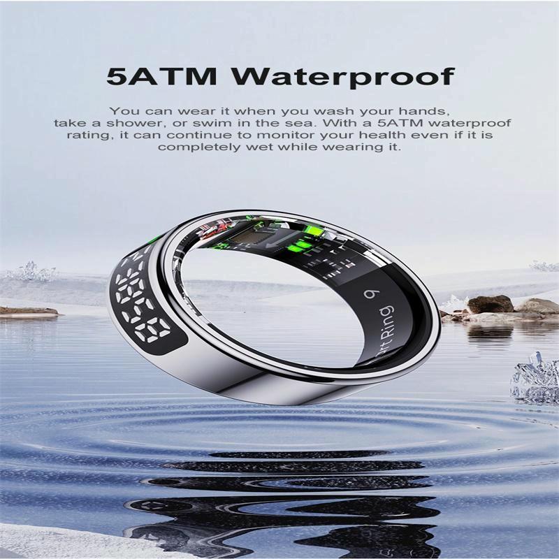 Smart Ring Heart Rate Blood Oxygen Sleep Sports Size 10 - Silver 10