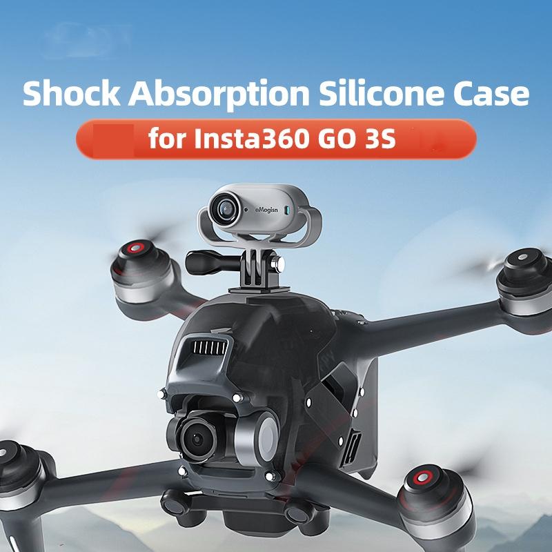Shock-absorbing Silicone Cover for Insta360 Go 3s Camera - Black - Horizontal Black 5
