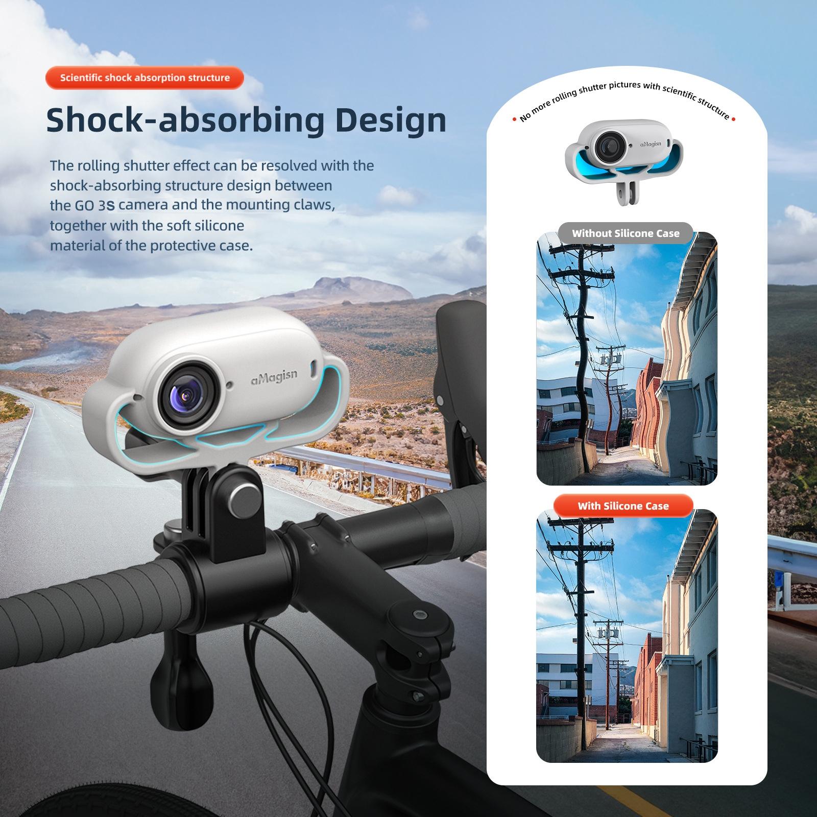 Shock-absorbing Silicone Cover for Insta360 Go 3s Camera - Black - Horizontal Black 6
