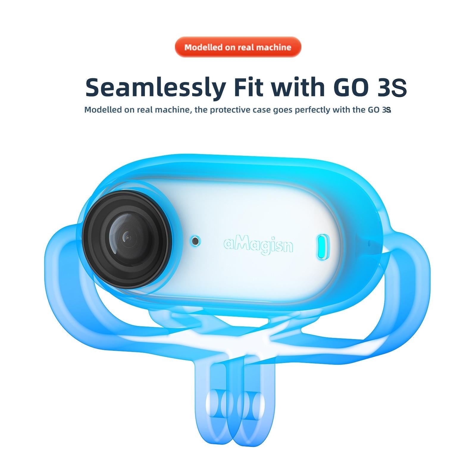 Shock-absorbing Silicone Cover for Insta360 Go 3s Camera - Black - Horizontal Black 8