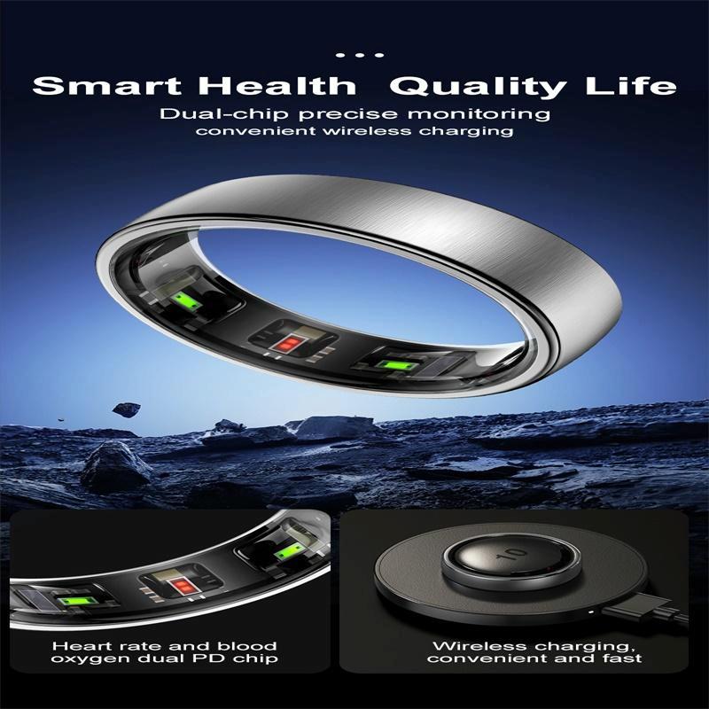 Smart Ring Heart Rate Blood Oxygen Sleep Sports Size 13 - Silver 5