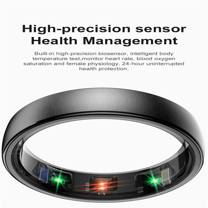 Smart Ring Heart Rate Blood Oxygen Sleep Sports Size 13 - Silver 6