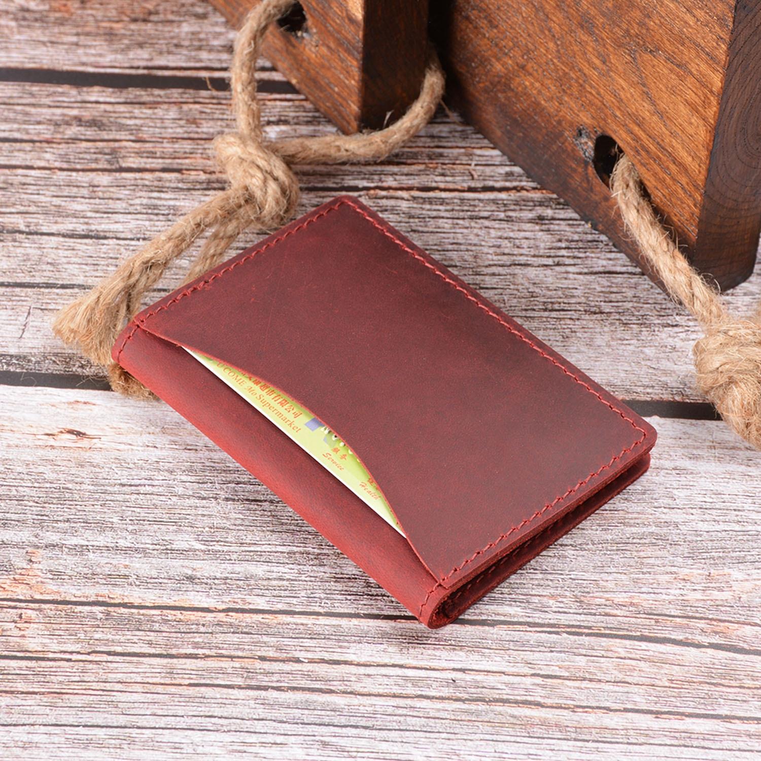 Minimalist Cowhide Card Holder Compact Wallet For Bank & Membership Cards - Ink Green 6