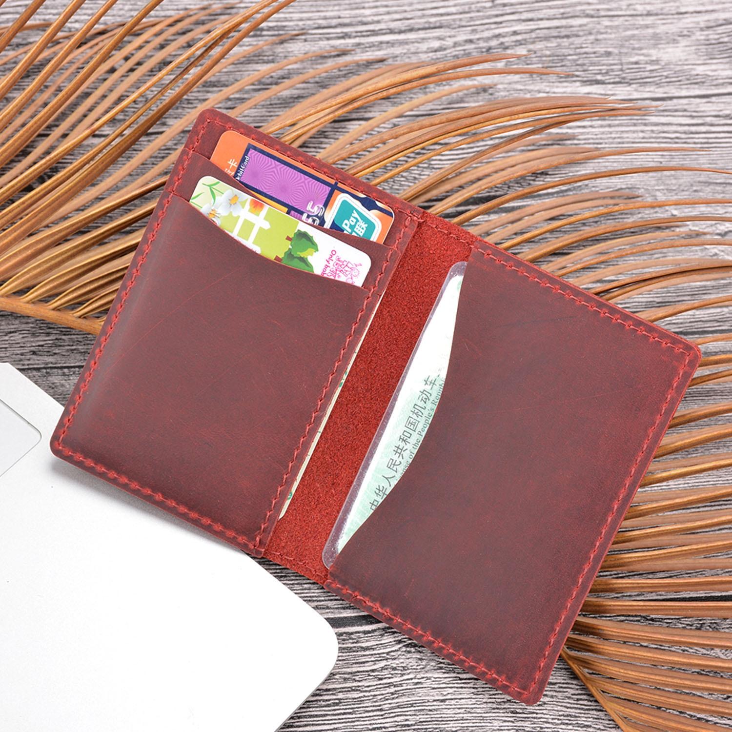 Minimalist Cowhide Card Holder Compact Wallet For Bank & Membership Cards - Ink Green 7