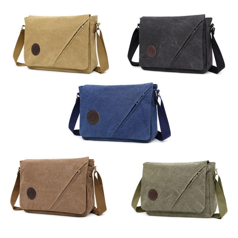 Simple Canvas Shoulder Bag For Men Casual Messenger Schoolbag - Dark Grey 3