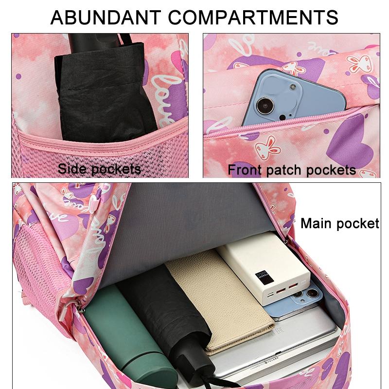 3 Piece Sweet Casual Backpack Set For Students - Green 5