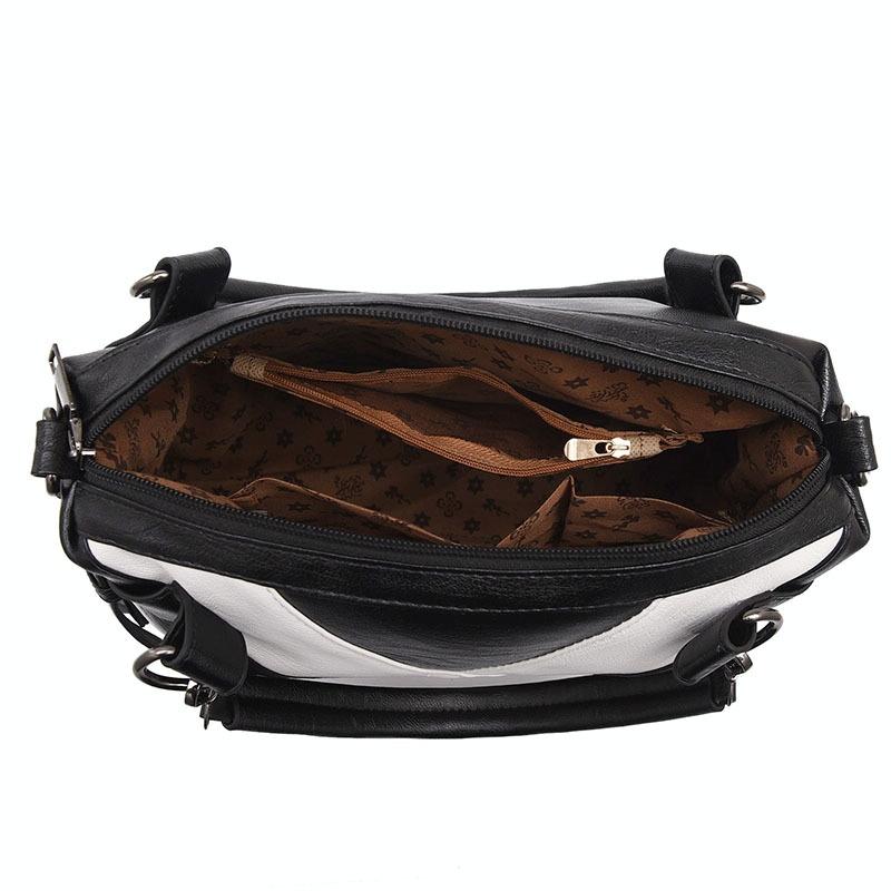 Soft Leather Geometric Handbag - Colourblock - Black 6
