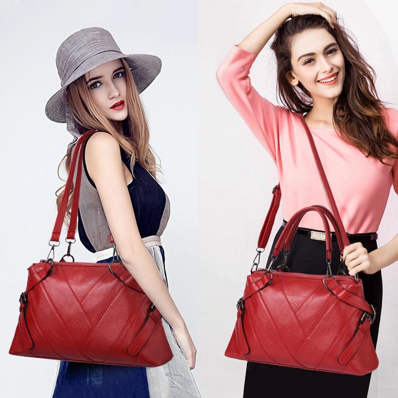 Soft Leather Geometric Handbag - Colourblock - Black 8