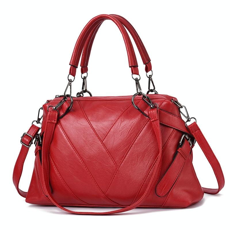 Soft Leather Geometric Handbag - Colourblock - Black 12