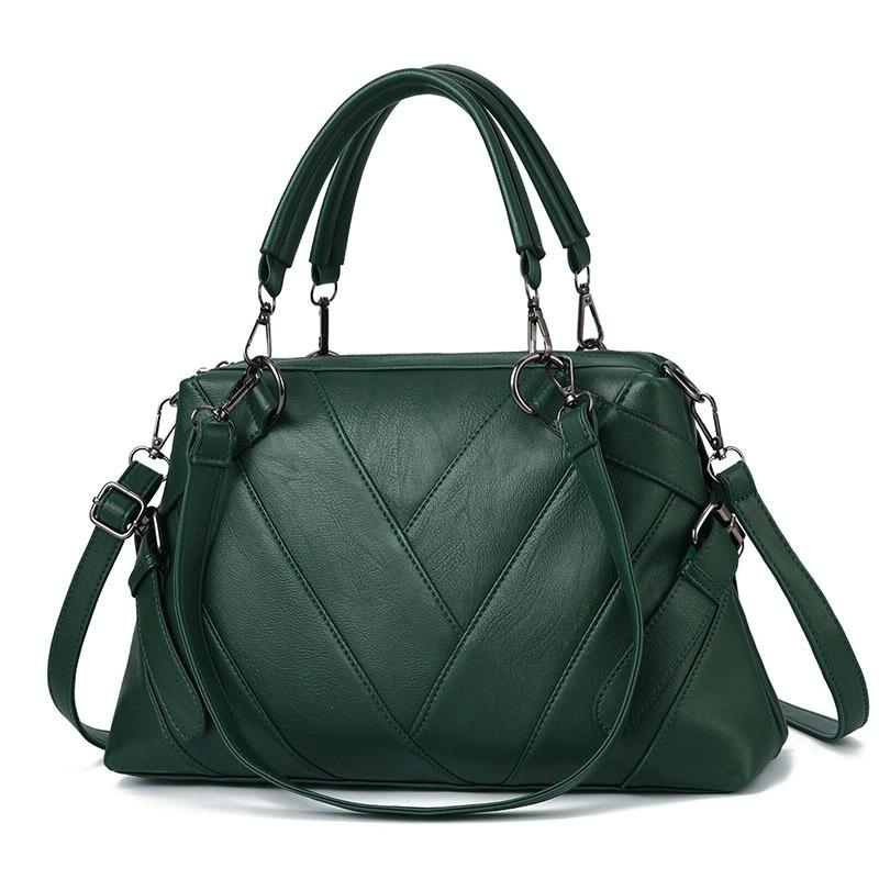 Soft Leather Geometric Handbag - Colourblock - Black 14