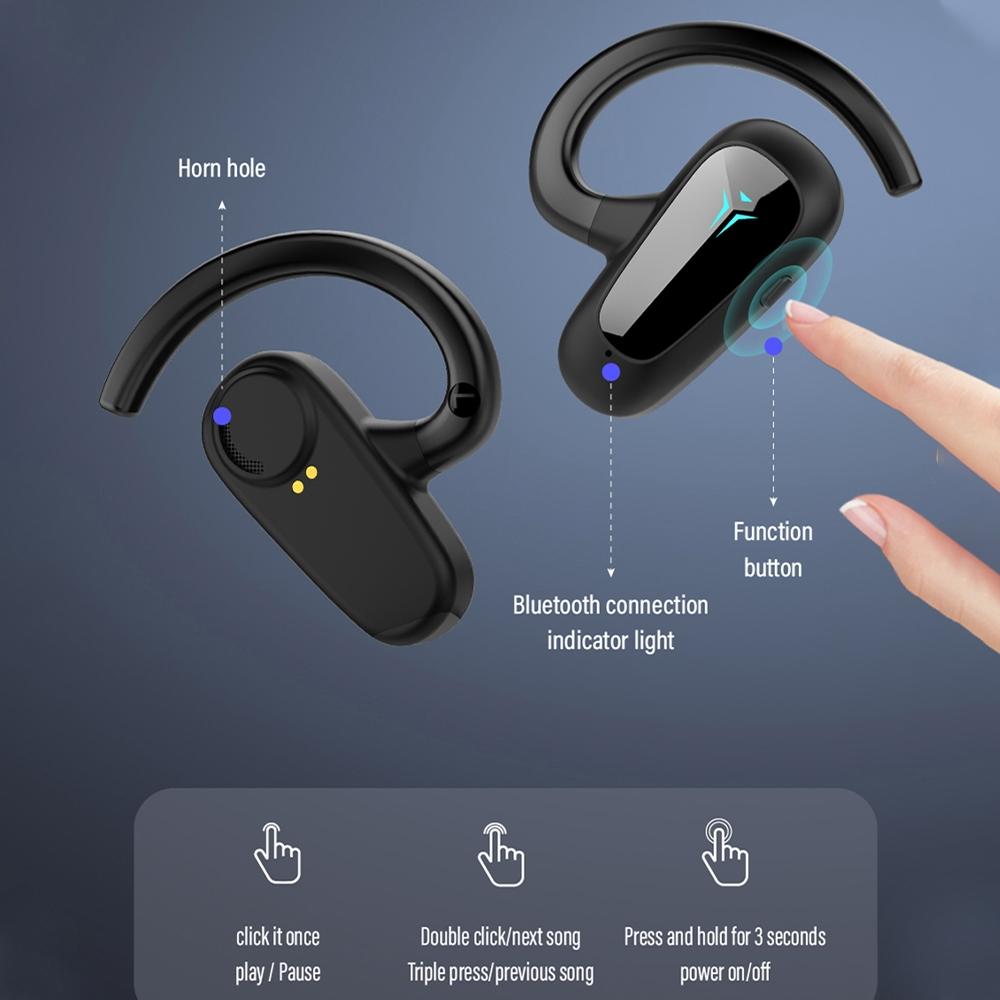 Digital Display Bluetooth Earphones - Bone Conduction Stereo - Green 7